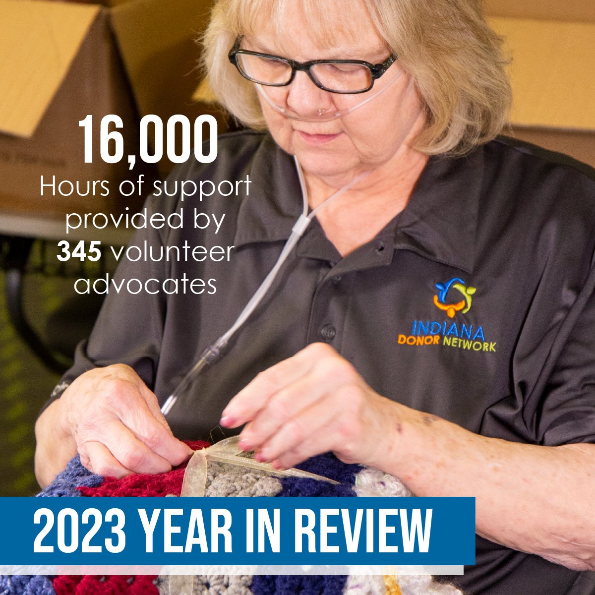 In 2023, our Indiana Donor Network volunteer advocates provided 16,000 support hours.  A huge 'thank you' to all of our advocates! You can use this link to learn more about our advocate program: indianadonornetwork.org/take-action/vo….