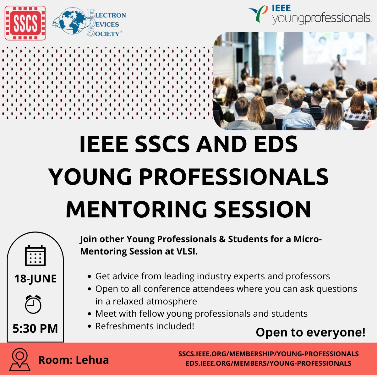 Unlock your potential🔓 at our Micro-Mentoring session at VLSI 2024 on June 18. Let's learn from the best industry experts and professors🎓. Open invitation to all conference attendees. 🍪☕ Refreshments provided. See you there! #IEEE #SSCS #EDS #VLSI2024
