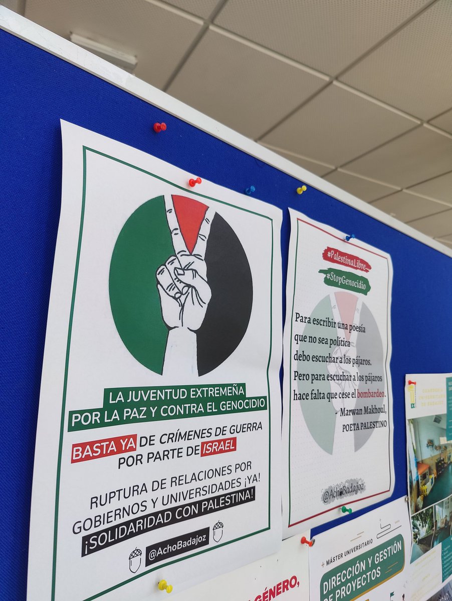 ⚠️ Hoy hemos llenado las facultades y edificios del campus de Badajoz de mensajes en solidaridad con el pueblo palestino ✌🏼 🇵🇸

Desde la UEx hasta Palestina 🇵🇸

#PalestinaLibre
#StopGenocidio