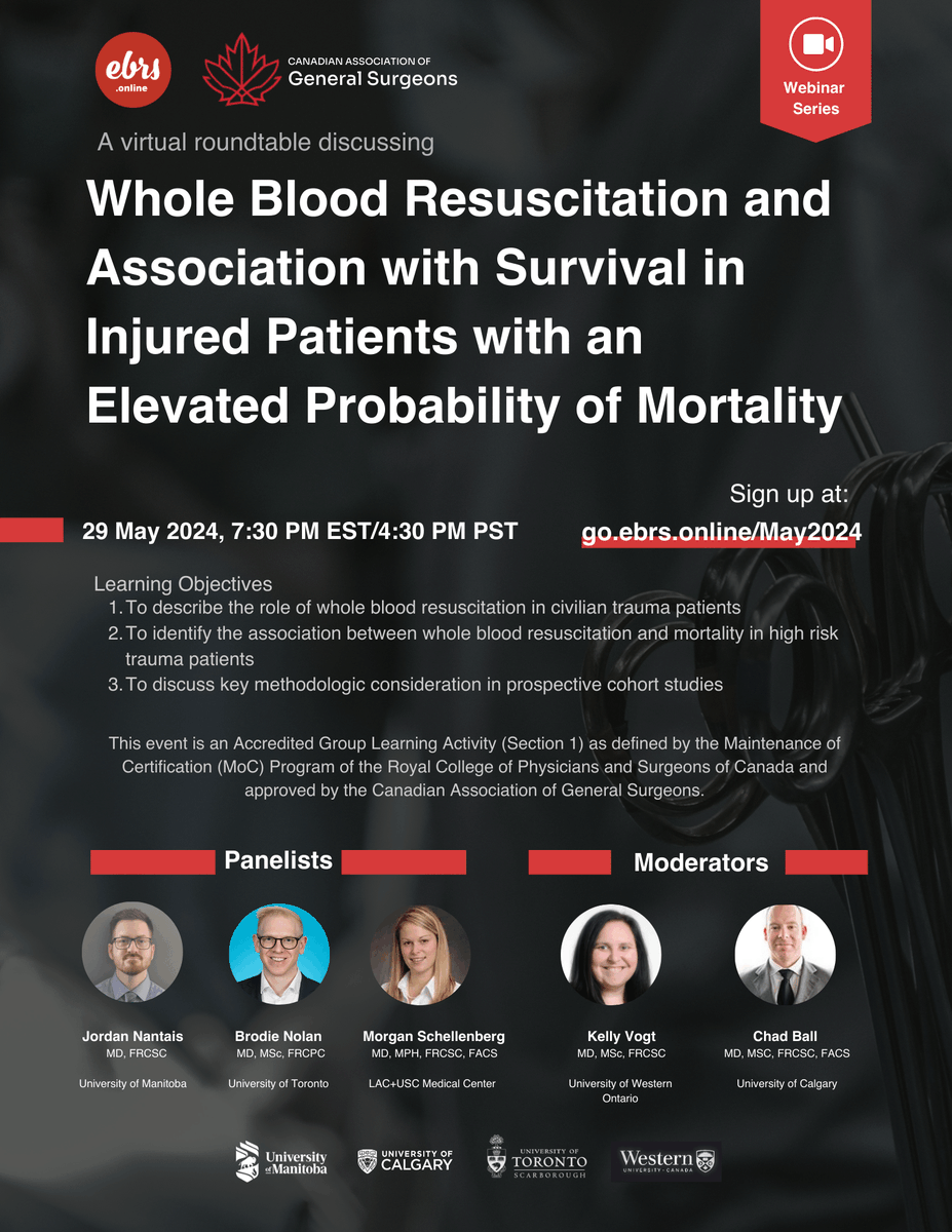 Join EBRS for an exciting webinar with guests Dr. Jordan Nantais, Dr. Brodie Nolan and Dr. Morgan Schellenberg on May 29th at 7:30 PM EST/4:30 PM PST! Register: go.ebrs.online/May2024.
<a href="/fdossa/">Fahima Dossa, MD PhD</a>
<a href="/drcarl_vancouvr/">Dr. Carl J Brown 🌎</a>
@elijahdixon7
<a href="/kellynvogt/">Kelly Vogt</a>
<a href="/ameerfarooq/">Ameer Farooq MD MPH FRCSC</a>
@lilliankao1
#surgery