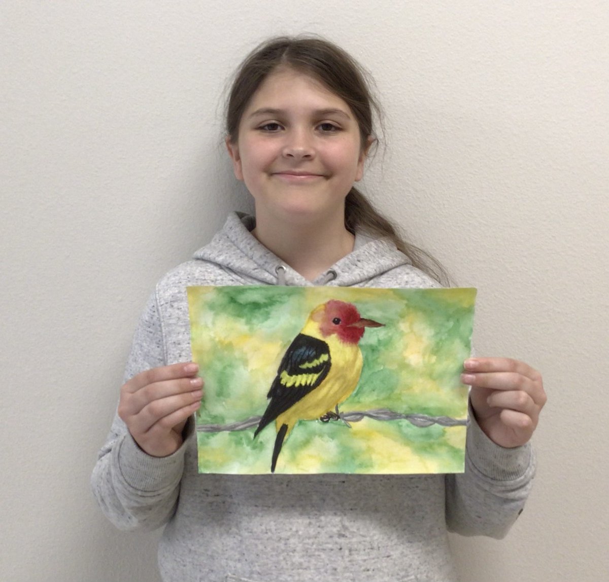 Congratulations to Meadowlark Elementary sixth grade student Scarlett Carrillo for winning the Wyoming Game and Fish Department's 2025 Student Conservation Stamp Art Competition.

This year's requirement was to feature the western tanager (piranga ludoviciana).

#elevateLCSD1