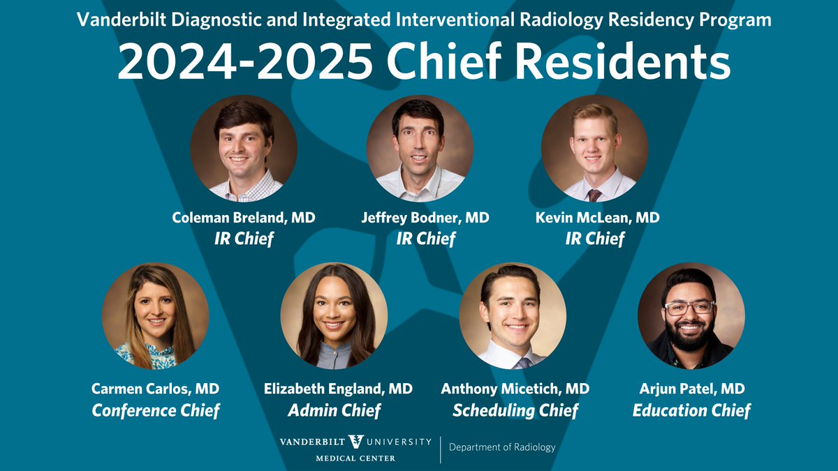 We are happy to share @VUMCradiology's 2024-2025 Chief Residents! What a tremendous group! 👏 Thank you for all you do to inspire and lead our incredible group of trainees.