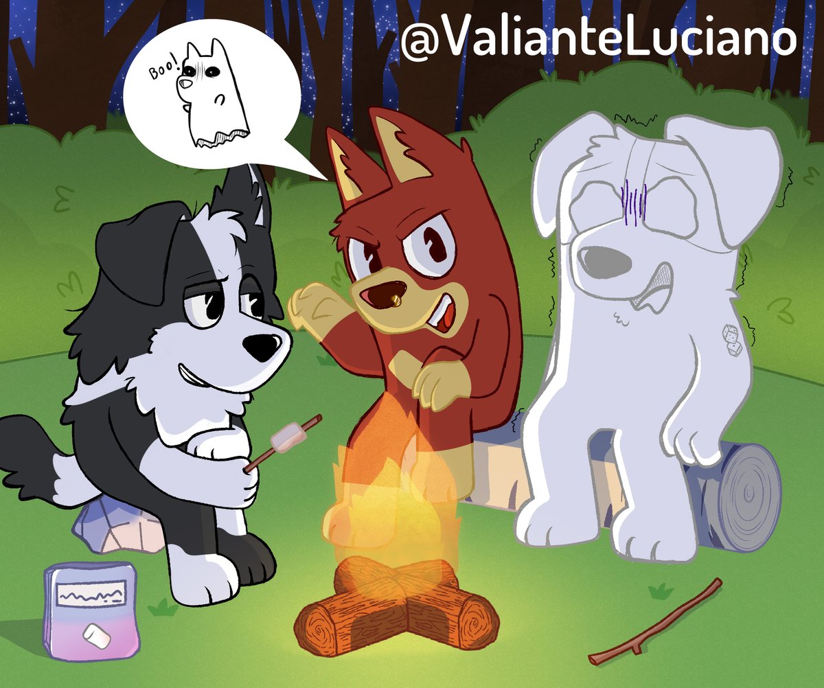 Poor Jack, he's so easy to scare jsjsj Teen Mack, Rusty, and Jack camping together~