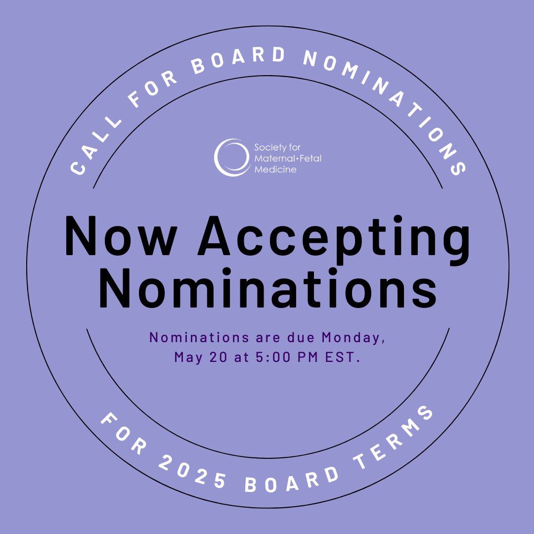 Applications for positions on the SMFM Board of Directors are closing soon. Don't wait to nominate an outstanding candidate to this important volunteer role! Learn more and nominate at smfm.org/get-involved. Submissions close Monday, May 20. #smfm #volunteer #boardofdirectors