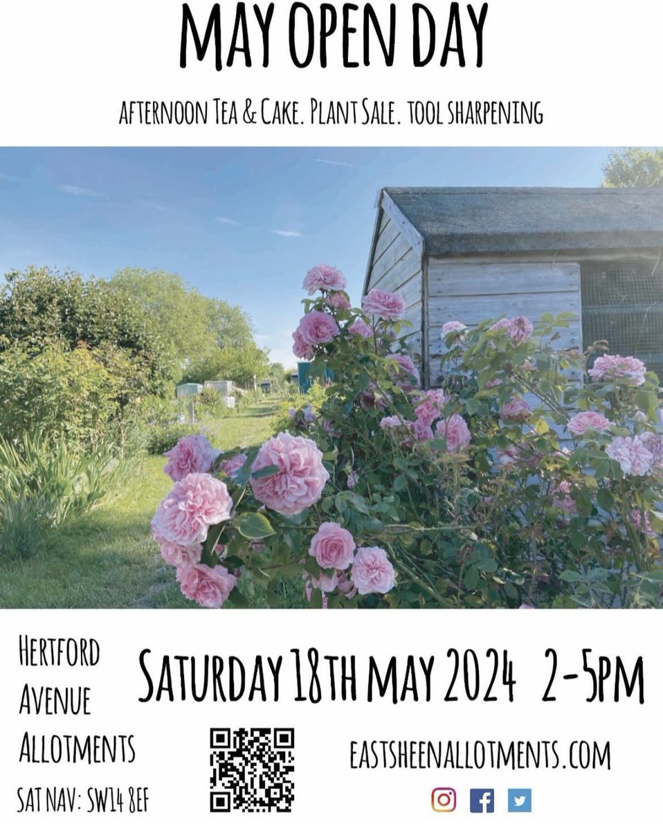 Don’t forget, it’s our Open Day tomorrow from 2 - 5 pm with afternoon tea and cake plus a plant stall and tool sharpening service. Why not visit us to take a look around the allotments for some growing inspiration?