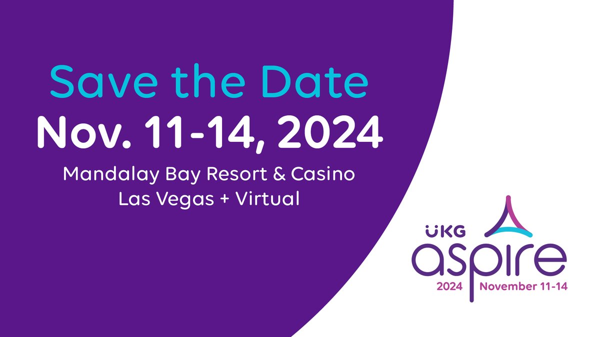 Join #UKGAspire this fall to celebrate your team's successes and plan for the future. Register now at the early bird rate available until July 28. ukg.inc/3WBIVjS #HRConference #WeAreUKG