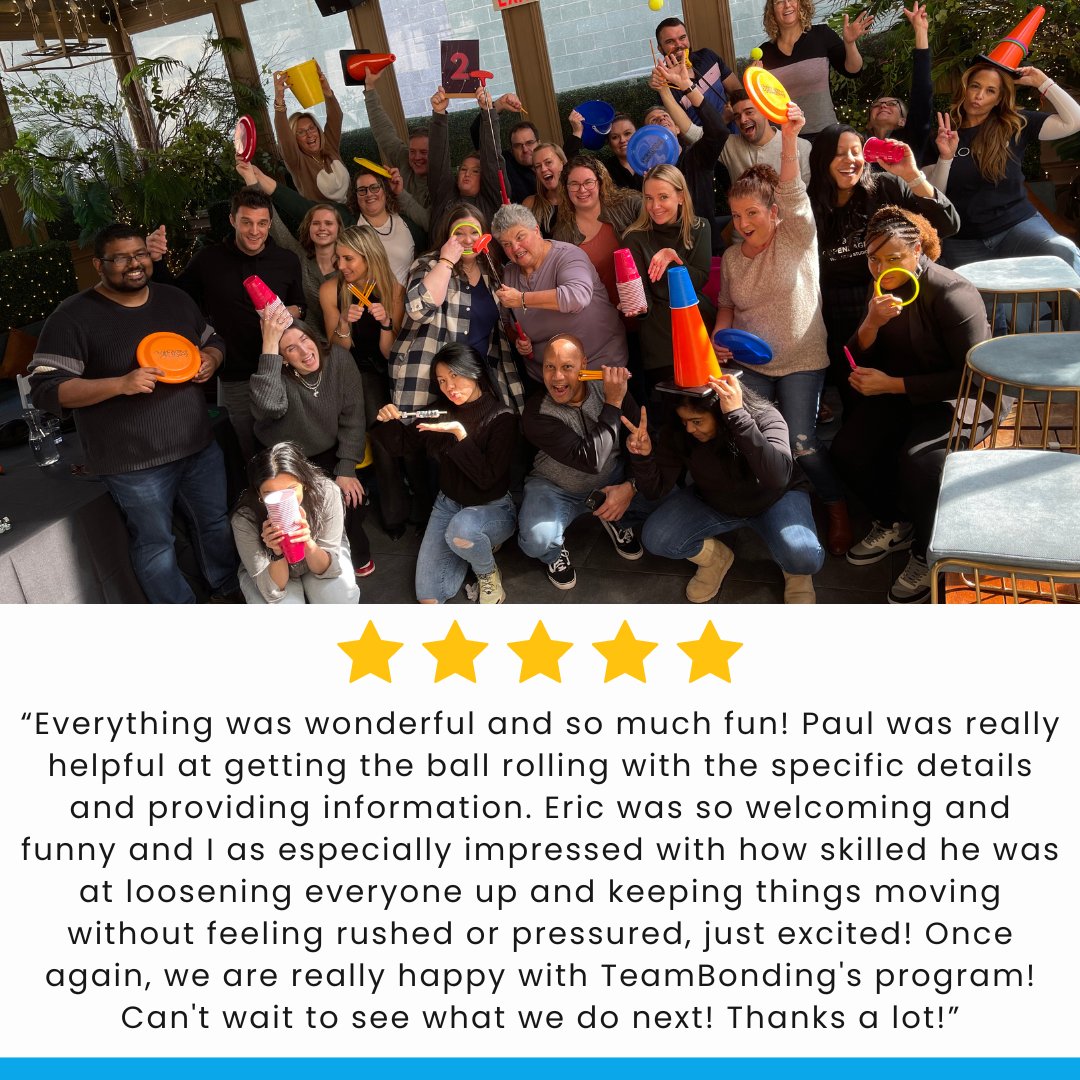 Fun Wins Every Time this #FeedbackFriday!

This team enjoyed their In It to Win It, fun-filled experience, building teamwork, communication and left everyone with a smile! 60-second challenges, hilarious commentary & team bonding - what's not to love?🚨bit.ly/3JT3LUc