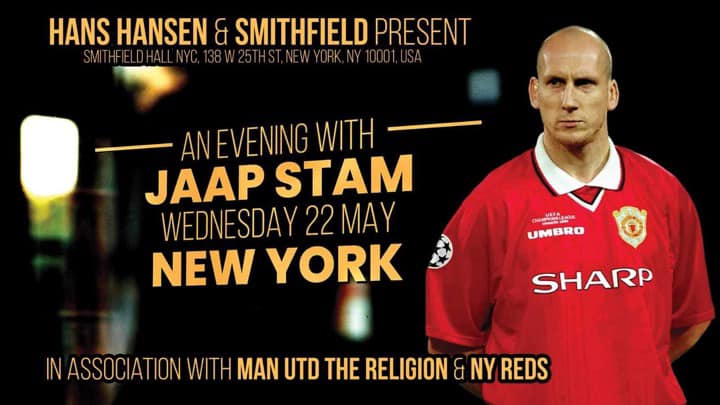 Come join us at Smithfield Hall to meet legendary footballer Jaap Stam! ⚽️
📅Wed May 22nd, 7pm
The evening will be filled with stories, Q&amp;A, incredible insights and even a chance to win prizes!🎁#jaapstam #soccerlegends #smithfieldnyc #manutd #manutdfans