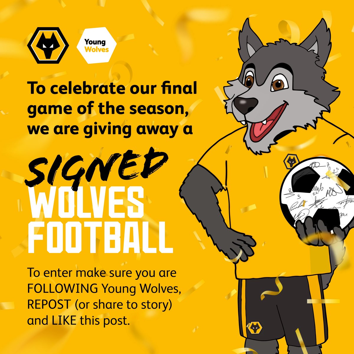 As we approach our final game of the 2023/24 season, how would you like to win a signed Wolves football? 🐺 Make sure to follow all competition rules to be in with a chance of winning 💛 Good Luck!
