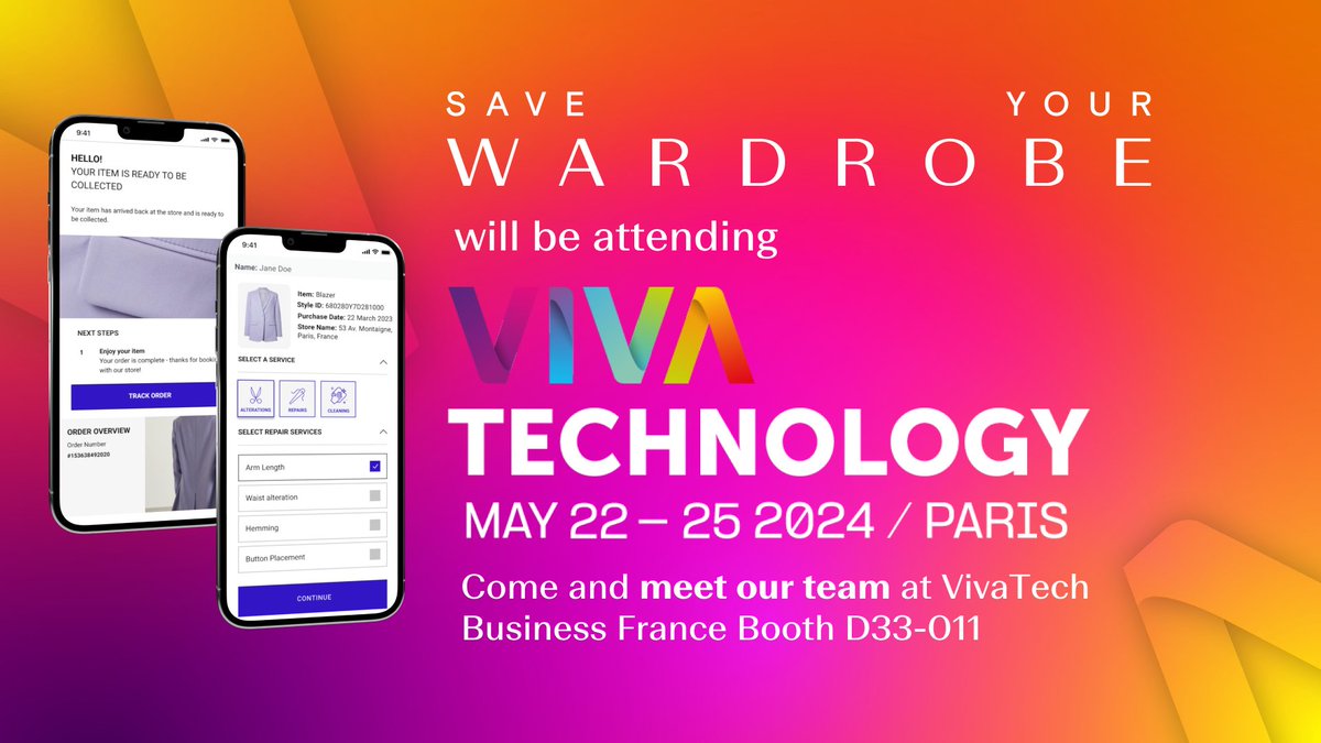 Save Your Wardrobe (@saveyrwardrobe) on Twitter photo The countdown to <a href="/VivaTech/">Viva Technology</a> is ON! 💥
Find us at <a href="/businessfrance/">Business France</a> booth D33-011 to learn more about our #aftersales solution for #brands and #retailers!
See you in Paris!
#LVMHInnovationAward #VivaTech The countdown to <a href="/VivaTech/">Viva Technology</a> is ON! 💥
Find us at <a href="/businessfrance/">Business France</a> booth D33-011 to learn more about our #aftersales solution for #brands and #retailers!
See you in Paris!
#LVMHInnovationAward #VivaTech