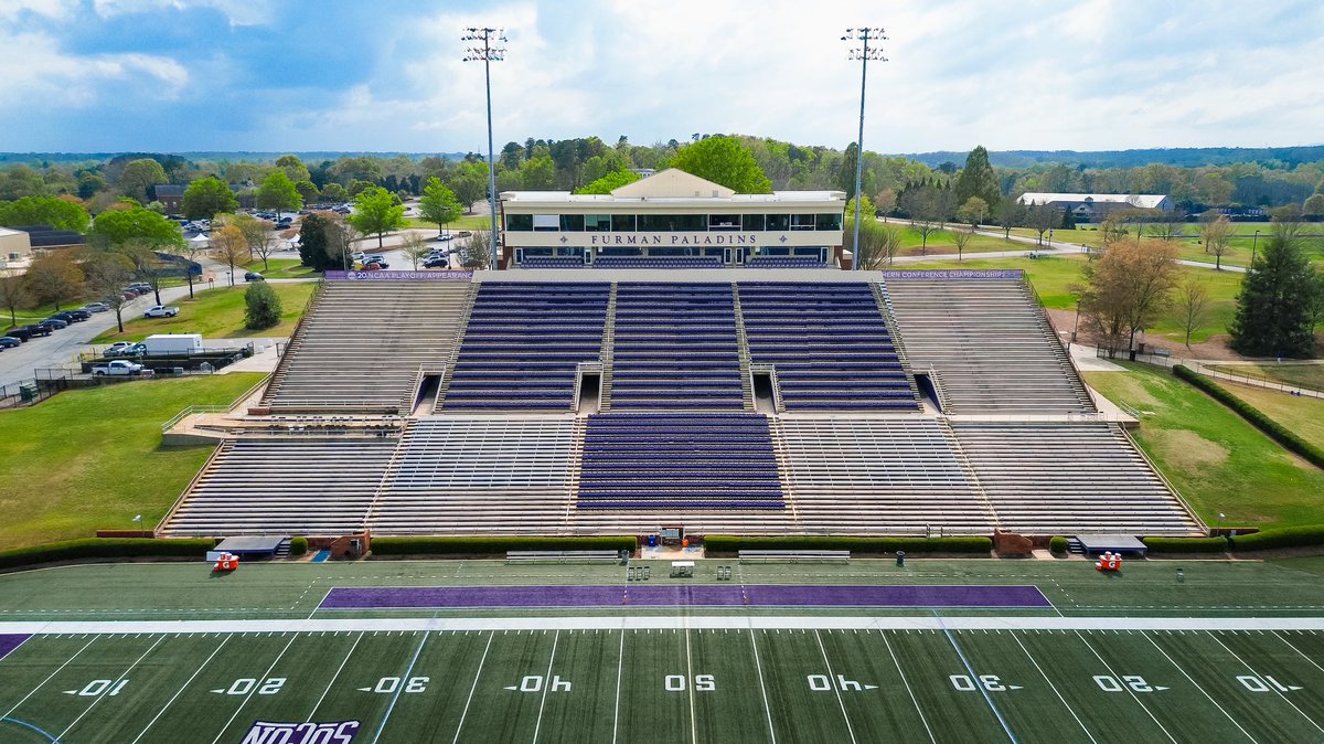 Happy #𝐏𝐮𝐫𝐩𝐥𝐞𝐅𝐫𝐢𝐝𝐚𝐲 🟣⚔️ We can’t wait to be back on the field with @natecyaheard and @PaladinFootball ! Secure your seats in our new purple seat sections! Link below to secure your tickets now! 🎟️🔗 - tinyurl.com/3tndhr2z #FUAllTheTime | @PaladinFootball