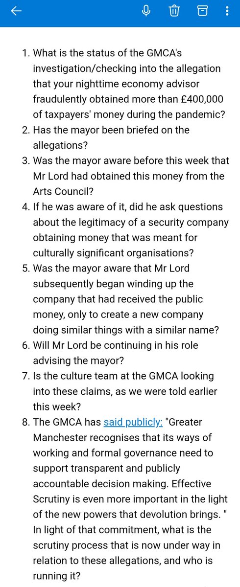 I've asked again and they have stonewalled again. What is going on? Why is @greatermcr not answering basic questions? Here are my questions and their answer. 'We refer you to our previous statement. We have nothing further to add.'