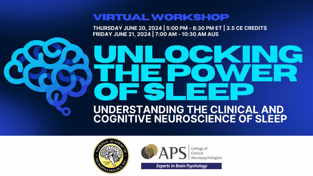 Are you fascinated by the mysteries of sleep? Join us on June 20, where experts will uncover the intricate relationship between sleep & brain function. From exploring sleep deprivation to understanding its implications for neuropsychological assessments nanonline.org/Shared_Content…