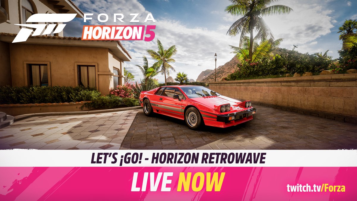 Get your shoulderpads and shades ready. The Retrowave starts now. Twitch.tv/forza