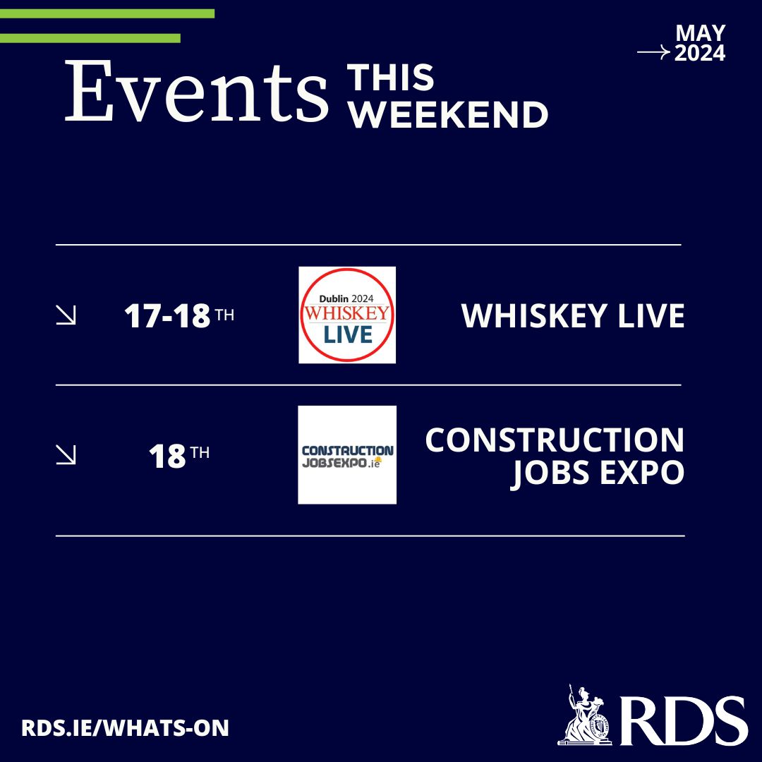 RDS Venue (@rds_events) on Twitter photo This weekend, <a href="/constructionjbs/">Construction Jobs</a> and <a href="/WhiskeyLiveDub/">Whiskey Live Dublin</a> come to the RDS.
For more information and tickets, visit:
constructionjobsexpo.ie
whiskeylivedublin.com
#RDSEvents #RDS This weekend, <a href="/constructionjbs/">Construction Jobs</a> and <a href="/WhiskeyLiveDub/">Whiskey Live Dublin</a> come to the RDS.
For more information and tickets, visit:
constructionjobsexpo.ie
whiskeylivedublin.com
#RDSEvents #RDS