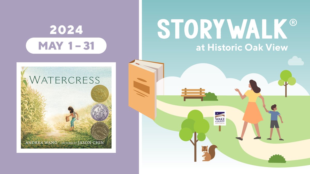 From May 1–31, #HistoricOakView will feature the children's book, 'Watercress,' written by Andrea Wang and illustrated by Jason Chin. A story about the power of sharing memories and the way our heritage stays with and shapes us, even when we don’t see it. #StoryWalkatOakView