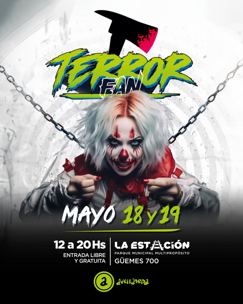 🧟‍♀️'TERROR FAN' EN EL PARQUE LA ESTACIÓN💥 Este fin de semana, de 12 a 20hs, en Güemes 700. Entrada libre y gratuita. Te esperamos con todas estas atracciones: ☸ Laberinto del terror ☸ Sala de escape ☸ Juegos temáticos ☸ Stands ☸ Shows en vivo ☸ Ilustradores y escritores