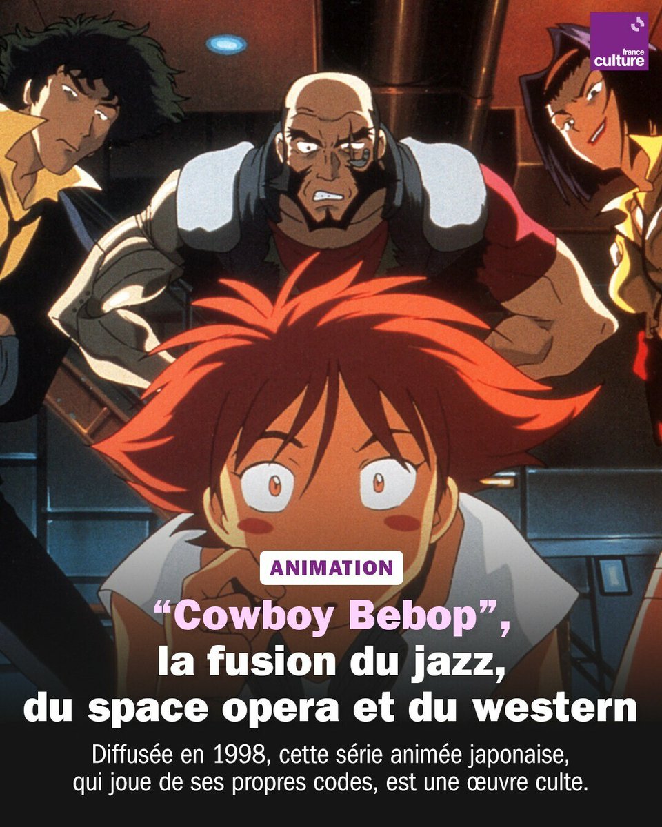 Empruntant à différents genres cinématographiques avec une bande-son éclectique de Yoko Kanno, 'Cowboy Bebop' a marqué l'histoire de l'animation, bien au-delà des frontières japonaises. ➡️ l.franceculture.fr/Ypl
