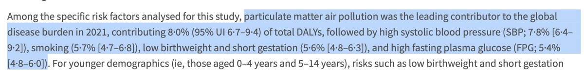 Q-For the global burden of disease, what is the leading contributor? —Systolic blood pressure —Smoking —High fasting blood glucose —Low birthweight —Air pollution A-AIr pollution thelancet.com/journals/lance… @TheLancet