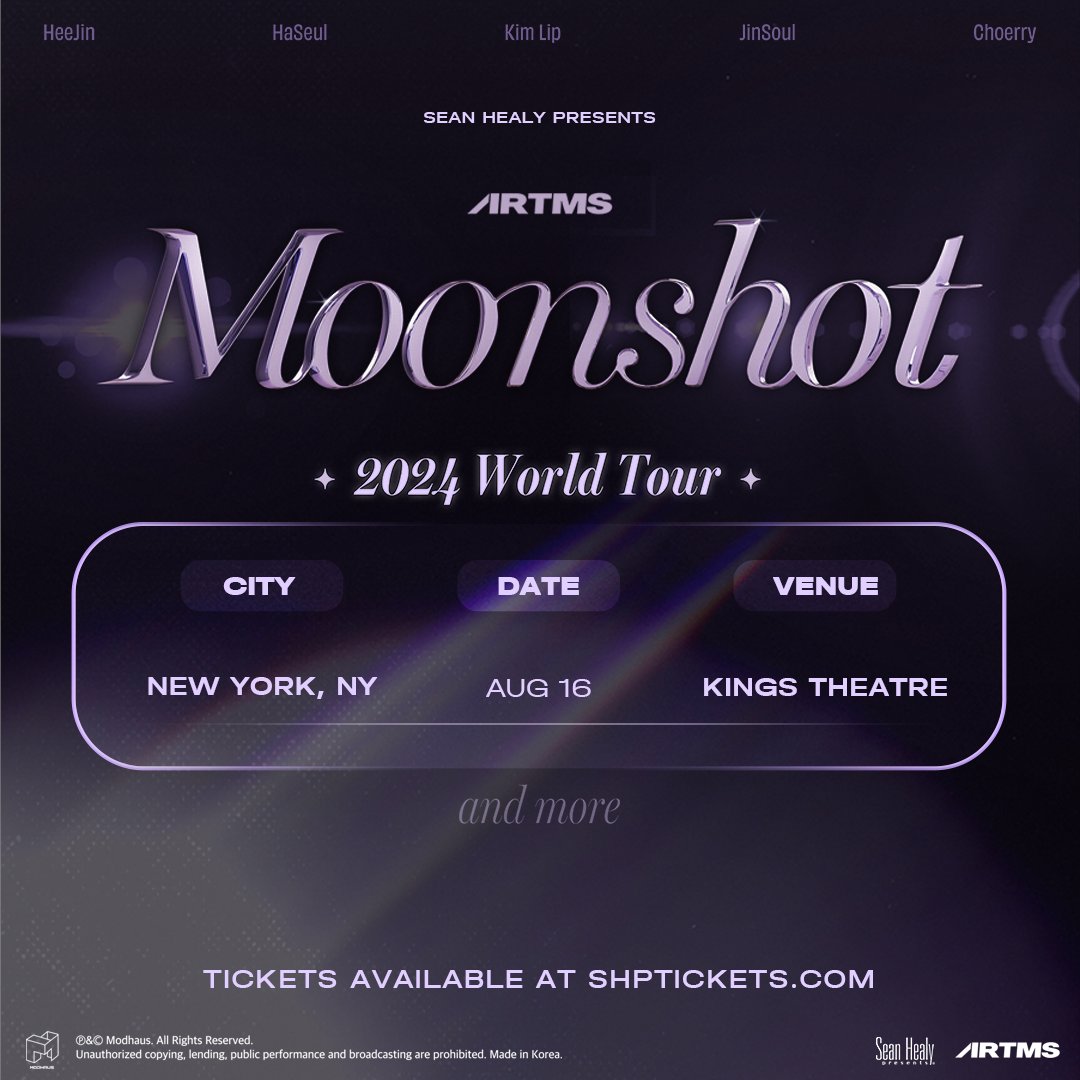 🌙 ON SALE NOW 🌙 We rise together with K-Pop girls @official_artms this summer! They'll be stopping by Brooklyn, fresh off their debut release 'DALL.' OURII, get tickets now at bit.ly/4abwJte