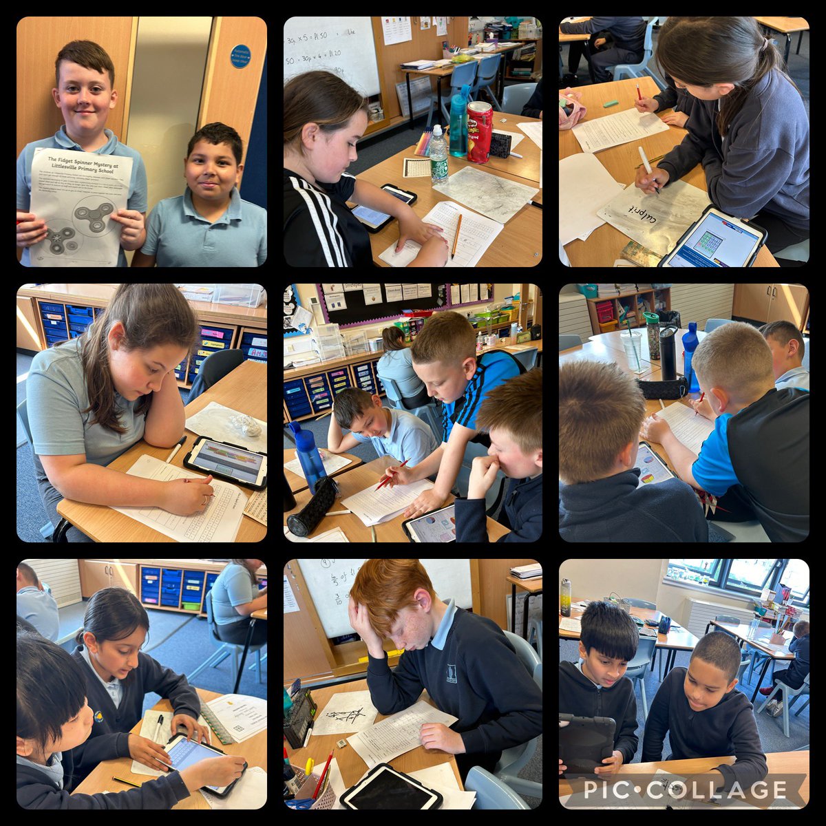 P6 put their problem solving skills to best use today to work out who destroyed the fidget spinners! @EducationSLC @SLCNumeracy @SLC_RAiSE #TeamBurgh #MathsDay #ProblemSolving #DREAMBigatBurgh