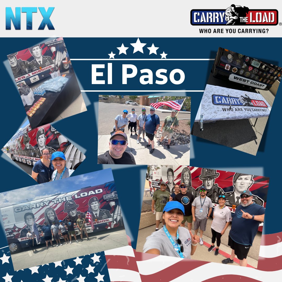 Thank you to @Liz_Arch1 and the El Paso team for honoring our military members, Veterans, first responders, and their families by participating in Carry the Load! Join and donate to help honor our heroes! #carrytheload #firstnet #lifeatatt @colehamer @LillardDerick @CC034E