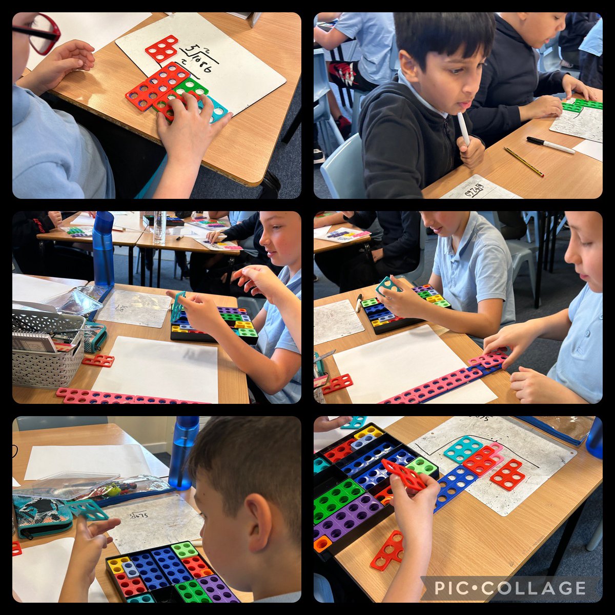 This morning P6 were using the numicon to work on their division skills @SLCNumeracy @SLC_RAiSE @EducationSLC #MathsDay #Numicon #TeamBurgh #DREAMBigatBurgh