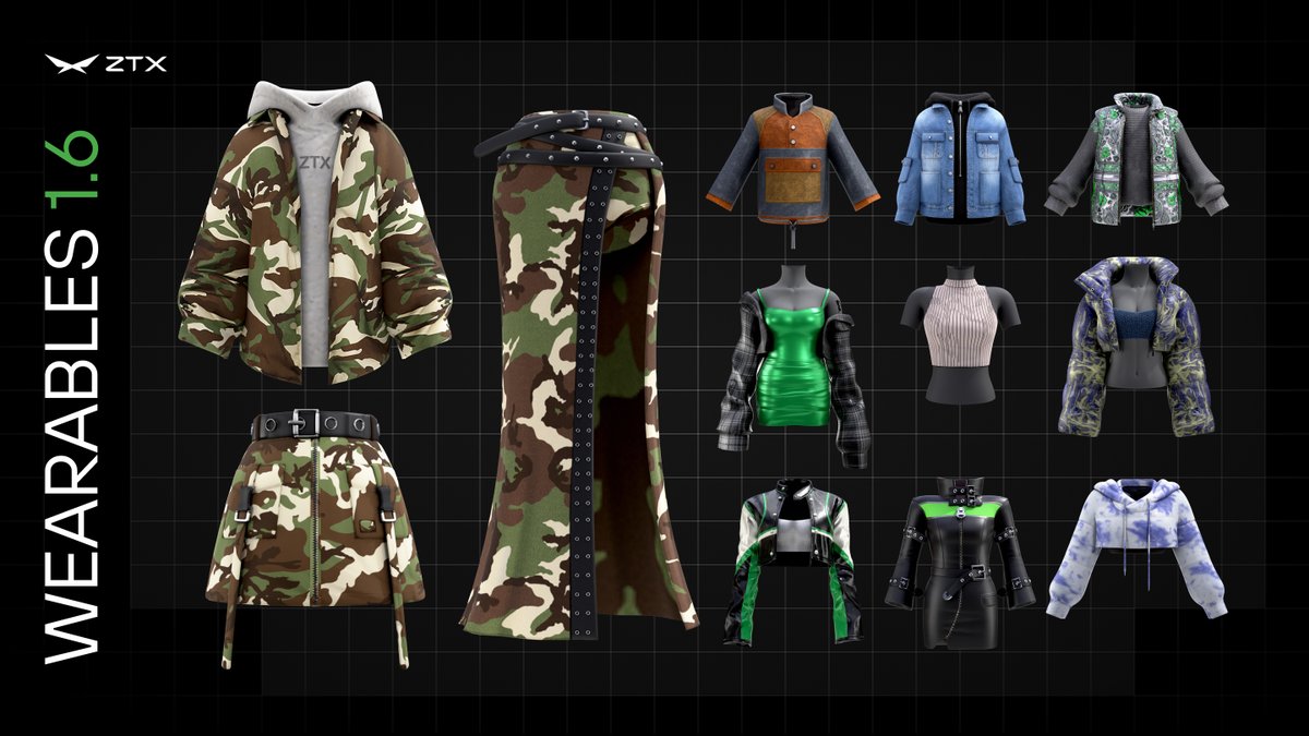 We never stop. A new set of 12 wearables was released yesterday. Check out the latest drop in the forge—style your ZTX avatar in camo and more! 💚