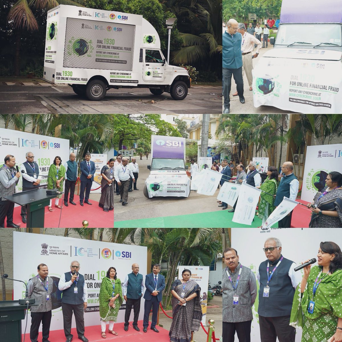 As part of the Cyber Crime awareness initiative, a Mobile Awareness Van was flagged off today by SBI, Hyderabad Circle. This van will be moving around the State of Telangana by making announcements in vernacular and digital display of posters for alerting the public on cybercrime