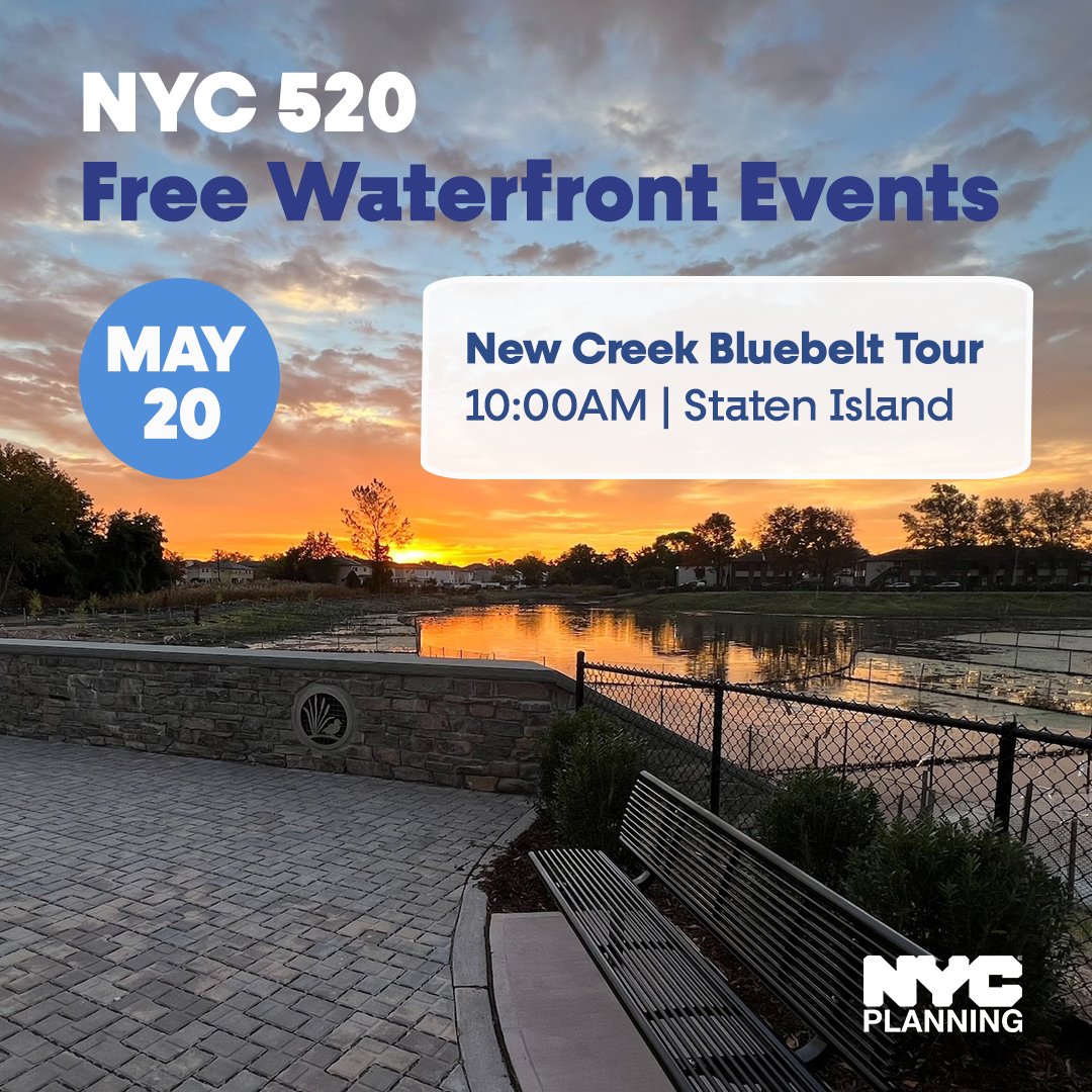 TOMORROW, join us for the start of our celebration of NYC’s 520 miles of waterfront! These free, fun events in all 5 boroughs will run from Sat. to Mon. & provide New Yorkers with unique opportunities to explore our diverse waterfront. Learn more & RSVP: waterfrontplan.nyc