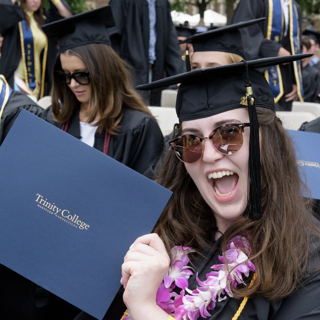 Happy commencement day bantams! Congratulations to the Trinity College Class of 2024! Today we celebrate all of our new graduates and welcome them into our alumni family. We can't wait to see how you carry the Trinity legacy forward! #TogetherWeTrin #Trin200 #BantamProud💙💛