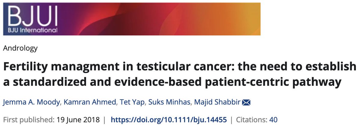 We know from previous work that a high proportion of patients with #TesticularCancer have impaired baseline semen parameters – up to 24% are azoospermic and 50% oligozoospermic @BJUIjournal