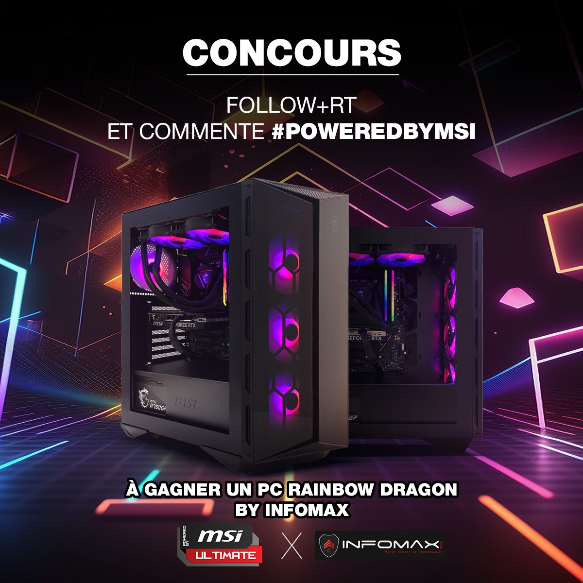 ALERTE CONCOURS 📣

Tente de remporter ce PC Rainbow Dragon !

👉 Follow @msifrance & @Infomax_Paris
👉 RT ce post
👉 Commente avec #PoweredbyMSI 

TAS le 27/05 ! Augmente tes chances en participant sur nos autres réseaux (FB, IG et Tiktok)