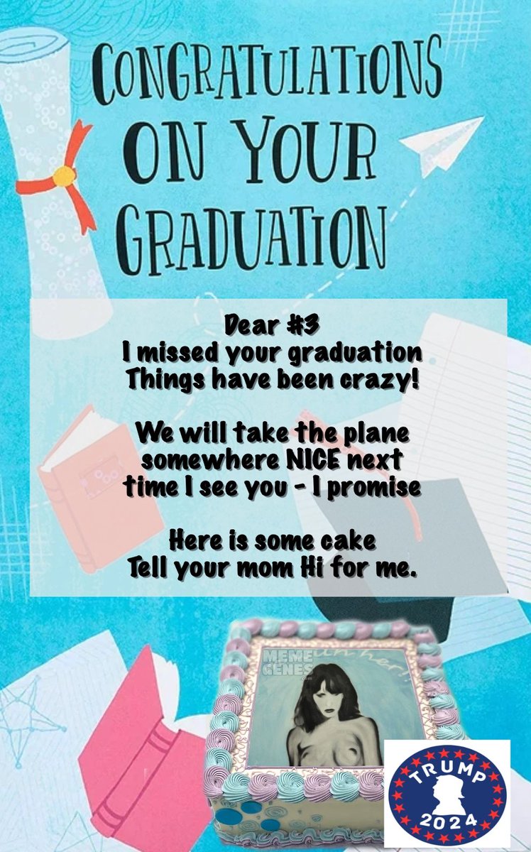 Today’s the BIG DAY! It’s Barron’s graduation day. The day a boy becomes a man. The day the entire legal system stopped, so that a defendant could attend a graduation. #Graduation #TrumpTrial