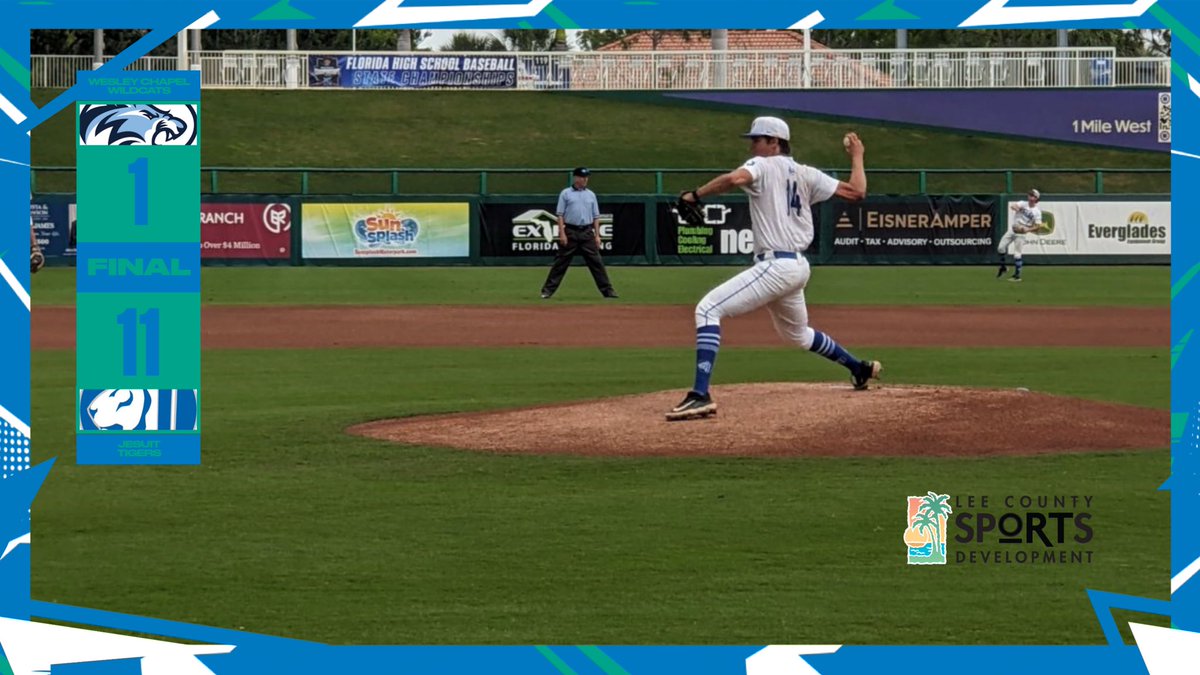 FHSAA (@fhsaa) on Twitter photo 2024 #FHSAA Baseball #StateChampionships ⚾️🏆
Class 5A - State Semifinal #1
Final/5: <a href="/wchs_bb/">Wesley Chapel Baseball</a> 1, <a href="/JesuitBaseball/">Jesuit Baseball</a> 11
Tigers advance to Class 5A Championship tomorrow afternoon. 2024 #FHSAA Baseball #StateChampionships ⚾️🏆
Class 5A - State Semifinal #1
Final/5: <a href="/wchs_bb/">Wesley Chapel Baseball</a> 1, <a href="/JesuitBaseball/">Jesuit Baseball</a> 11
Tigers advance to Class 5A Championship tomorrow afternoon.