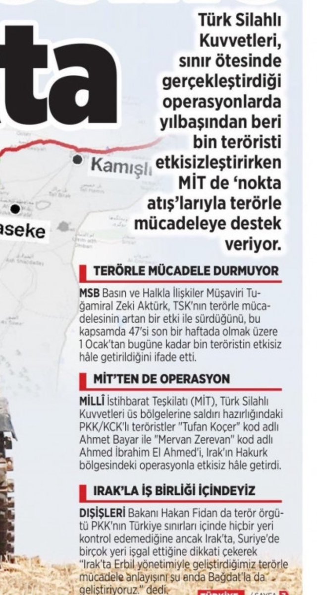 Bu arada;
Yılbaşından bu yana (sadece 5 ayda) 1.000 terörist Türk Silahlı Kuvvetleri’nin sınır dışı harekatında etkisiz hale getirildi. Nokta operasyonlarda MİT olağanüstü başarılar kaydetti .. 🇹🇷@mervesebnem @dirilispostasi