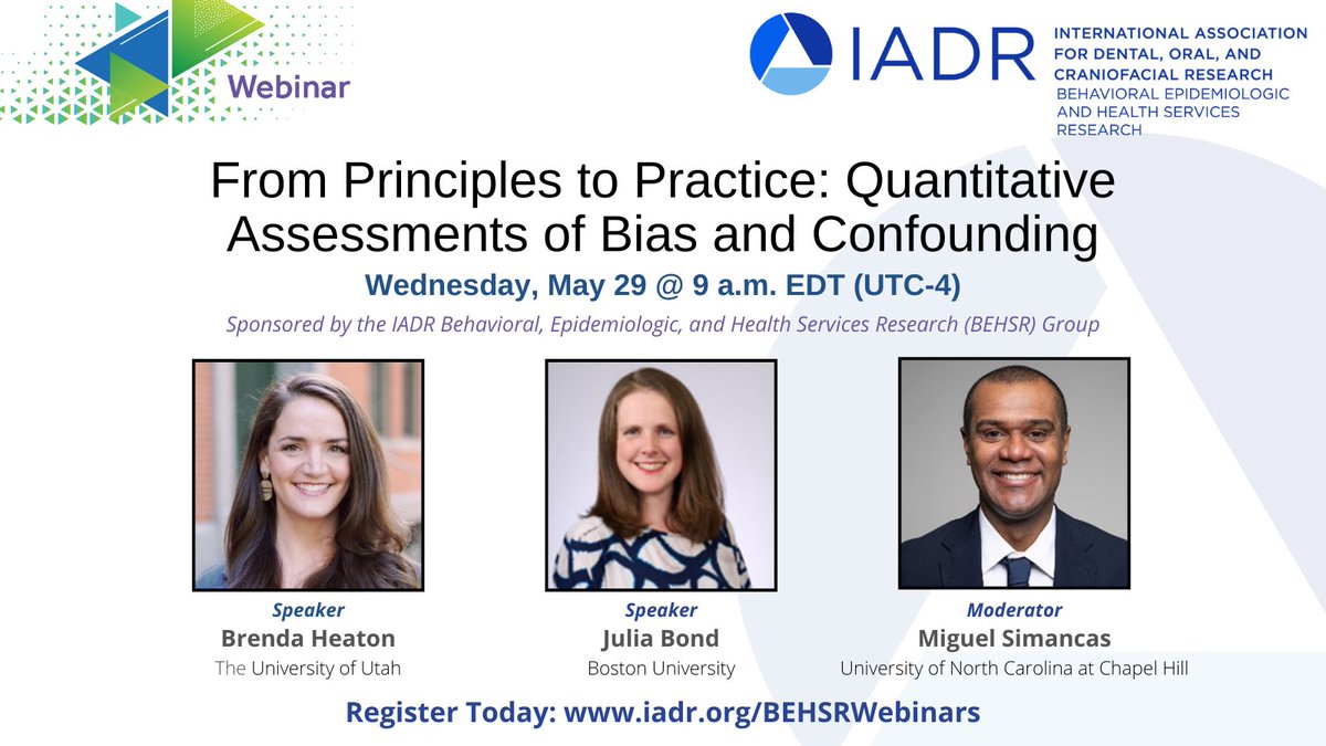 Join us for a series of webinars hosted by the IADR Behavioral, Epidemiologic and Health Services Research Group (BEHSR)! These webinars are open to all IADR members. #oralhealth 
pathlms.com/iadr/courses/6…