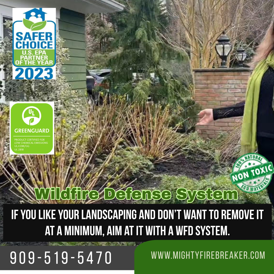 If you like your landscaping and don’t want to remove it at a minimum, aim at it with a WFD system. #epasaferchoice #calfire #wildfiredefense #FirePrevention #HomeSafety #FireResistantPlants #PropertyProtection #WildfirePreparedness