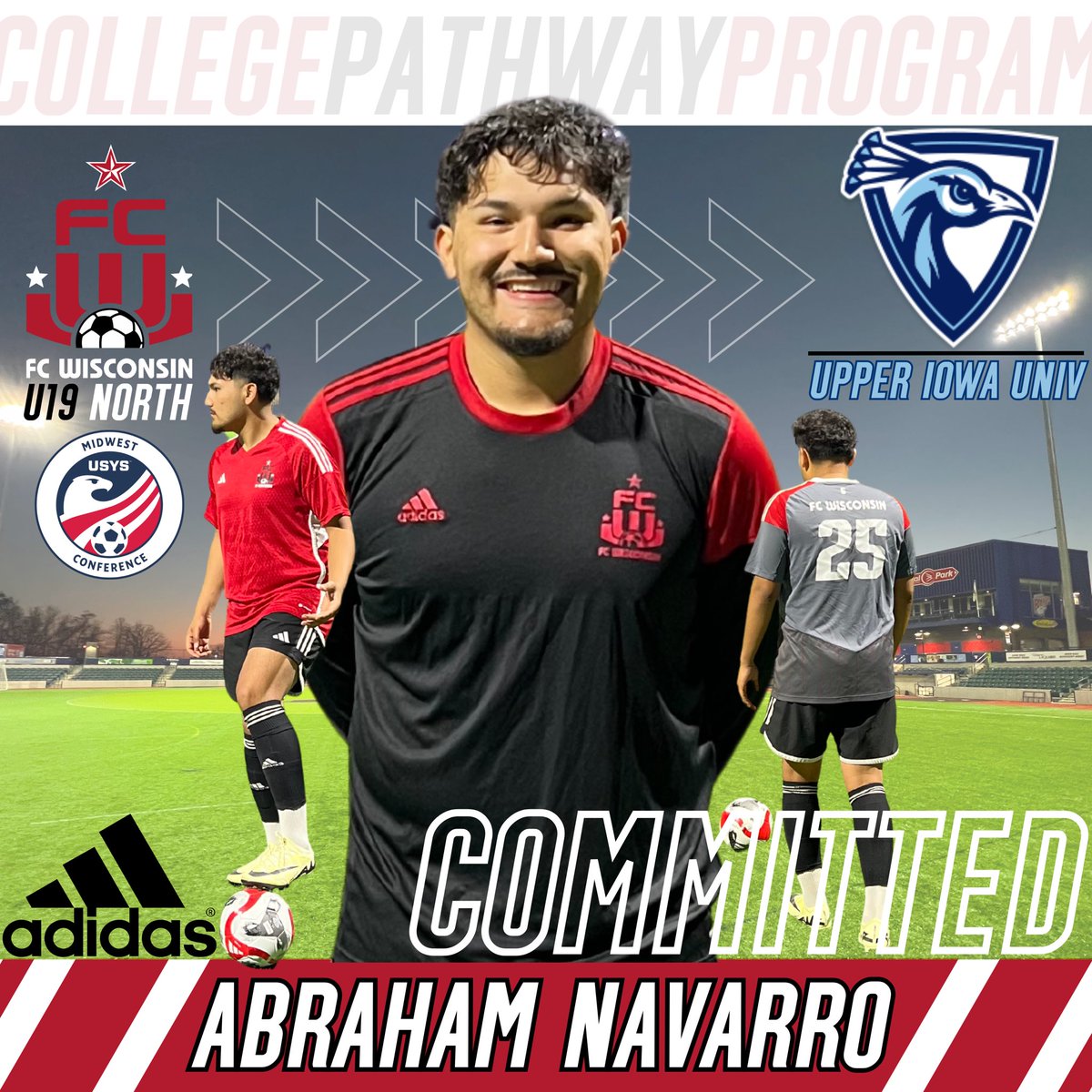 Congrats to Abraham Navarro for his commitment to Upper Iowa University 👏Abraham has been with us from 13s &amp; his development has been fantastic!  A model North player! He has the leadership, work rate &amp; soccer IQ that will help him be successful at UIU 🫡 Proud of you Abraham!