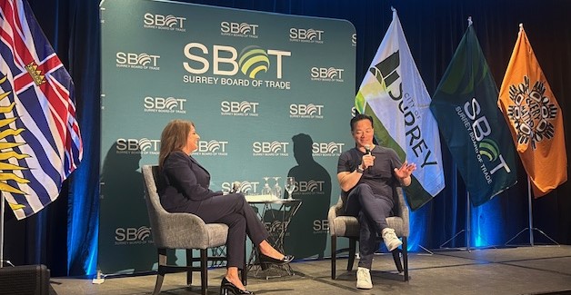 Vancouver Mayor @KenSimCity spoke to the @SBofT members about the partnership between Vancouver & Surrey on collaborating efforts, highlighting joint initiatives & strategies for regional economic development. Partnering gives us both more power.