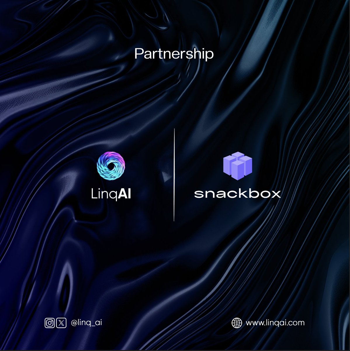 🥳New Partnership 🦾

$LNQ 🤝 $SNACK

We are thrilled to share the news of our recent collaboration 🥳 with @Snackbox_ai. #Web3 version of Linktree, but with even more advanced features. Now, with just a single click, you can easily purchase $LNQ.

🔗Discover our web3 link on