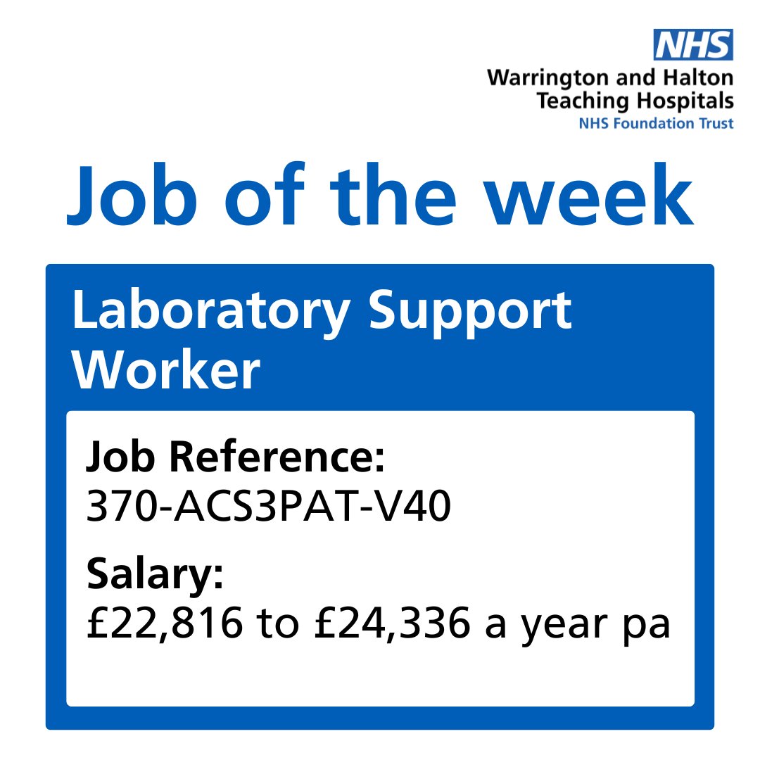 💼Job of the week💼 Our Histology department are looking to recruit a passionate innovative individual to join our friendly team as a Laboratory Support Worker. For more information and to apply for the job visit 🔽 ow.ly/nmZa50RHX1n