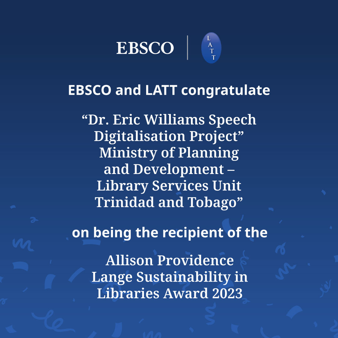 EBSCO and @latt46 congratulate this year’s winner of the Allison Providence-Lange Sustainability in Libraries Award, which recognizes outstanding work in library sustainability. #LibrarySustainability #LibraryExcellence #SustainableLibraries