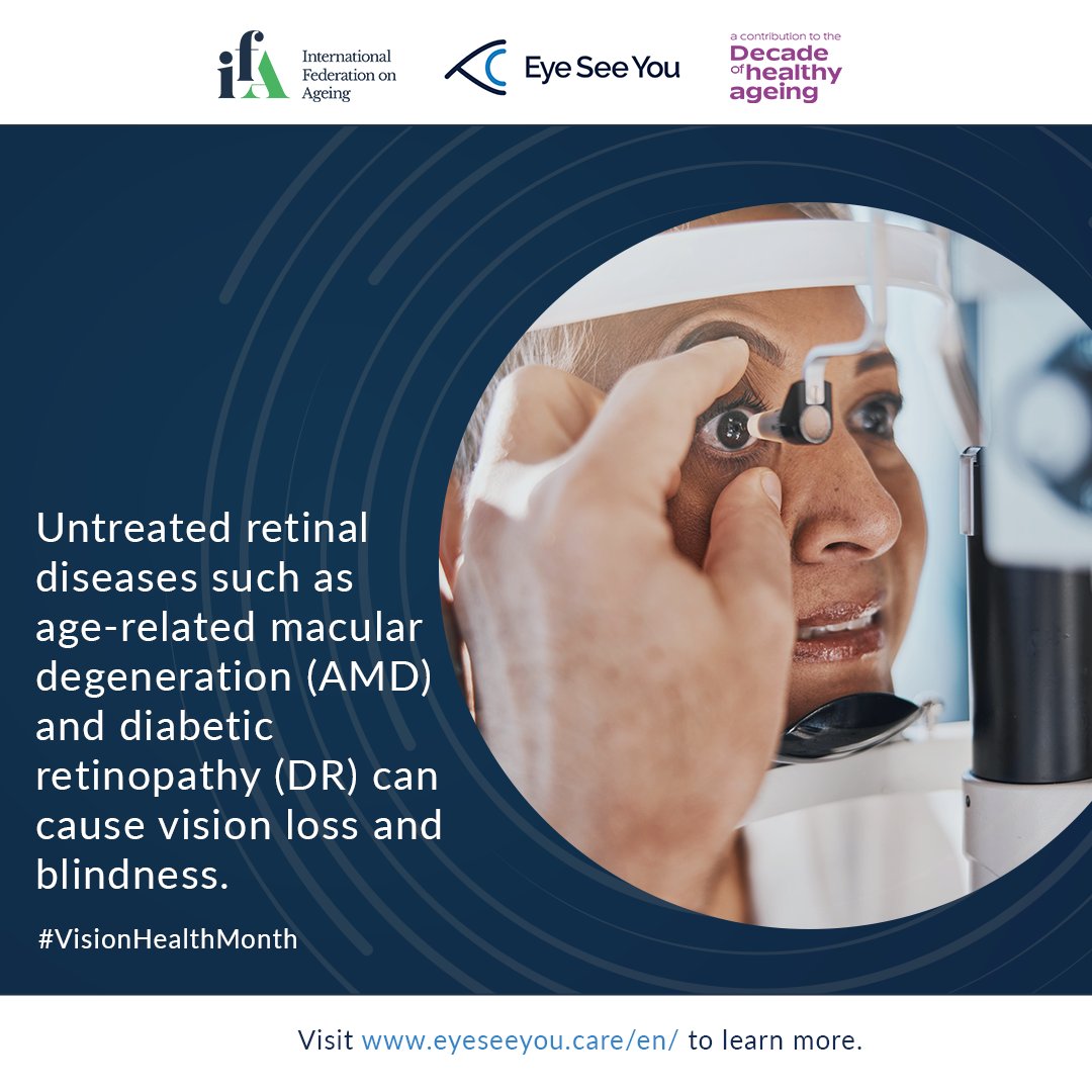 Untreated retinal diseases such as age-related macular degeneration (AMD) and diabetic retinopathy (DR) can cause vision loss and blindness and is highly prevalent in Canada. 
Learn more here: 🌐 eyeseeyou.care/en/

#VisionHealthMonth