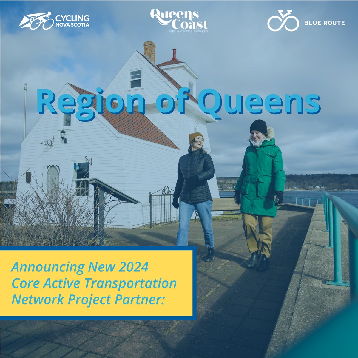 The Core Active Transportation Networks Project is announcing a new partnership with the Region of Queens!
We are excited to work with the Region of Queens to advance the community's walking, rolling, and cycling infrastructure.
Follow along on social media for project updates!