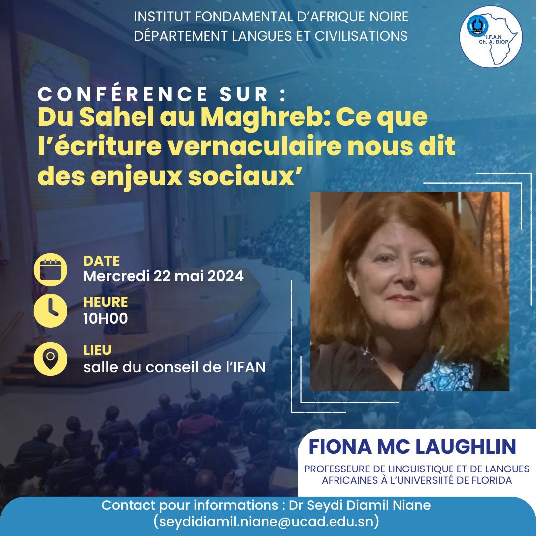 L'écriture vernaculaire , miroir des enjeux sociaux ? Save the date et rejoignez nous à l'IFAN Mercredi pour en discuter @unchk_sn @UGBSN @UCAD_Senegal #compublique