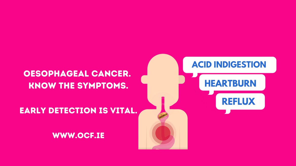 Don't dismiss digestive complaints such as persistent heartburn or acid reflux. If you experience unexplained symptoms such as these, be sure to visit your GP. Early detection of Oesophageal Cancer is vital. Visit our website, ocf.ie, for more info