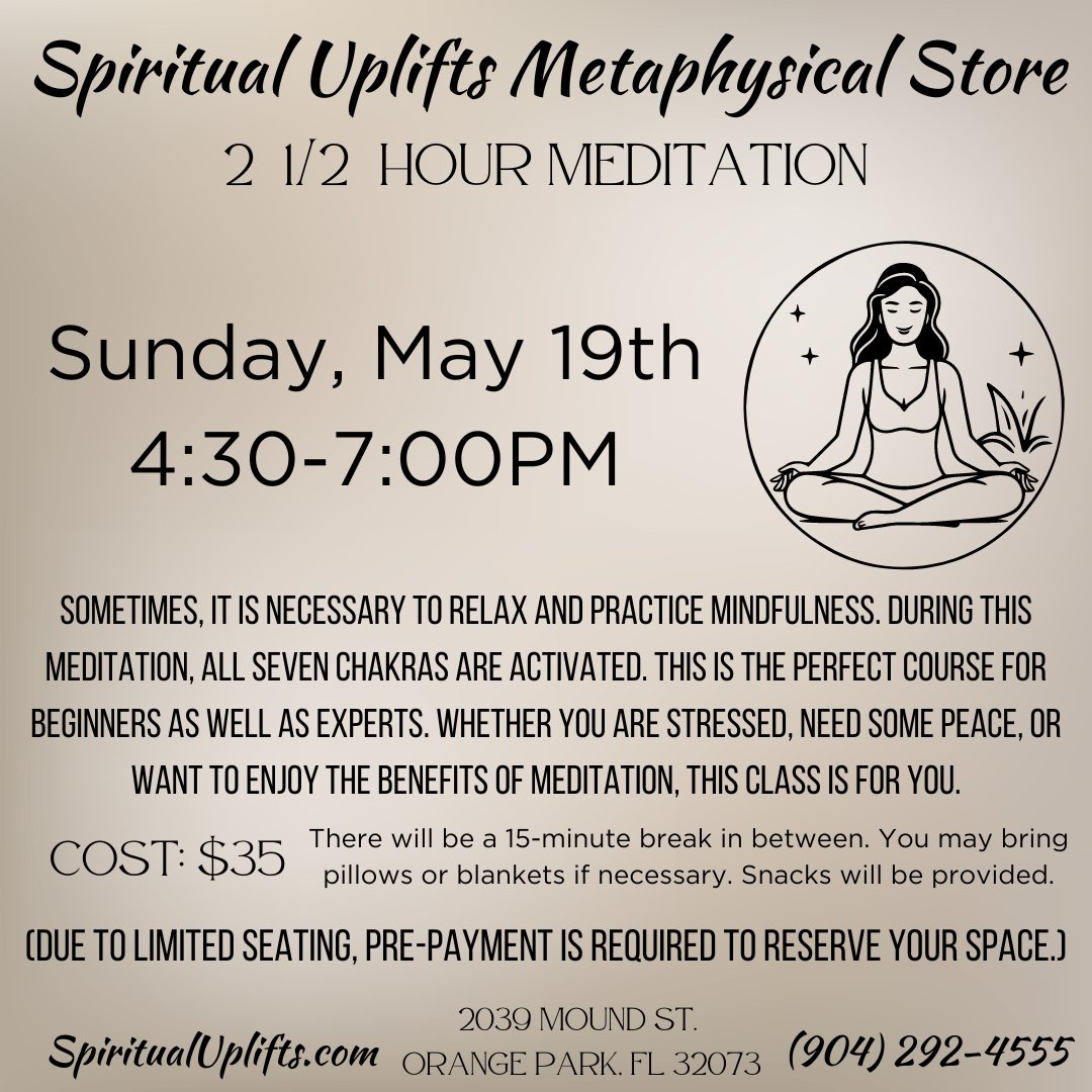 Our '2 and 1/2 Hour Meditation' workshop is this weekend! We hope to see you there! #metaphysical #metaphysicalstore #spiritual #healing #spirituality #meditation