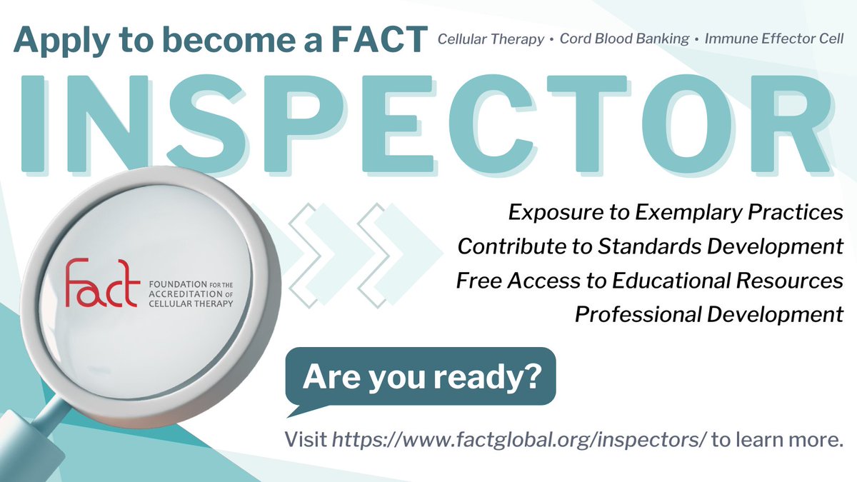Looking to elevate your resume📃 and network with experienced personnel from #accredited programs globally🌎, while also gaining access to over 💸$2,000 of FREE educational resources annually?

⏳Start your #FACT #Inspector journey today by visiting🔎: factglobal.org/inspectors/