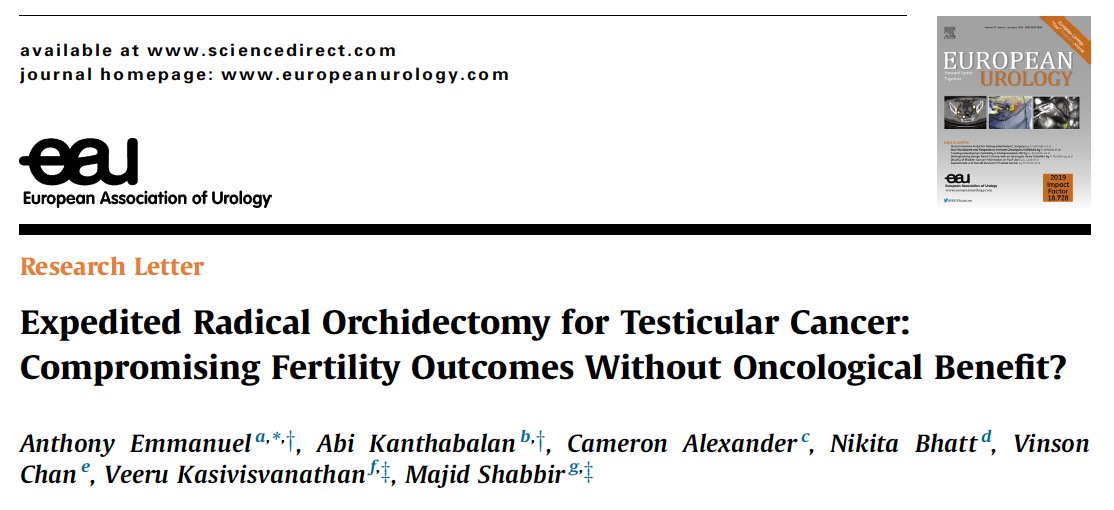 Whilst we hope as urologists to improve outcomes by performing orchidectomy in an expedited fashion, our systematic review published in @EUplatinum showed that there is no evidence to support an oncological benefit for this